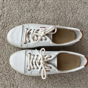 Ecco White Leather Sneakers with Tan Details